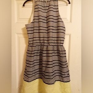 Old Navy Blue & White With Yellow Trim Sleeveless Dress